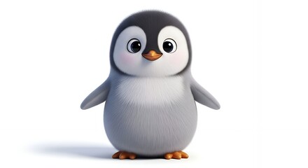 Obraz premium Cute cartoon penguin character on white background