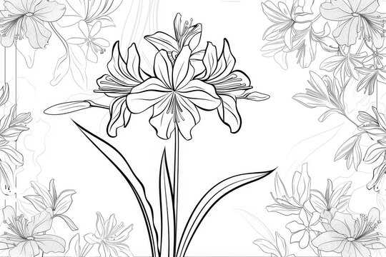 Simple hand-drawn lycoris radiata flower coloring page, easy for children with thick lines and no shading.
