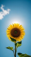 Obraz premium A Vibrant Sunflower Reaching Towards the Bright Blue Sky.