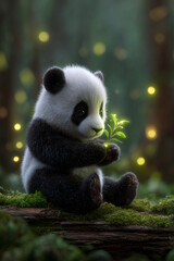 Obraz premium Close-up vertical portrait of a baby Asian elephant gently holding a pink lotus flower with its trunk, offering it to the camera. Soft focus green background, symbol of Thailand and hospitality, gentl