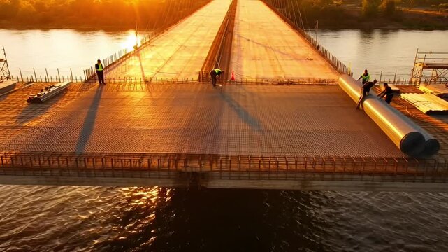 Wooden bridge over water at sunset tranquil scenery and perspective