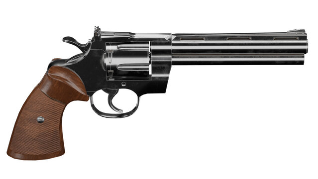 Gameready colt python revolver in 3d rendering on plain background