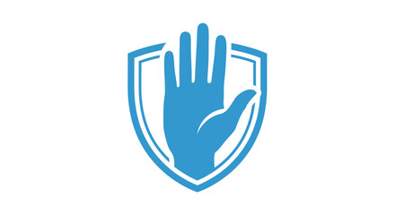 Obraz premium Blue Hand Shield Protection Symbol.