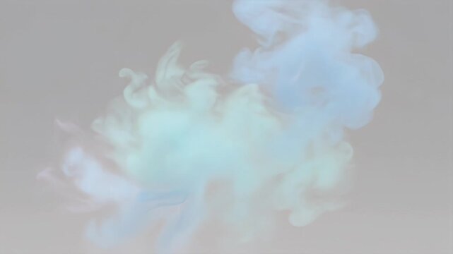 Abstract cloud of blue tinted vapor or smoke against a light gray background