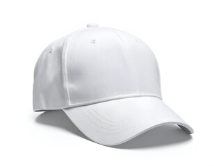 Fototapeta premium Plain white baseball cap on a white background, studio shot
