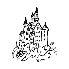 Obraz premium PNG Whimsical castle sketch illustration