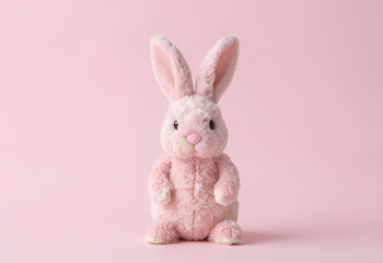 Obraz premium Pink rabbit on a pink background, minimalism, Easter