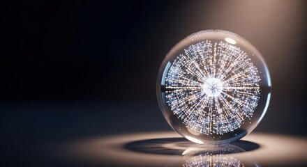 A crystal ball with a network of lights inside