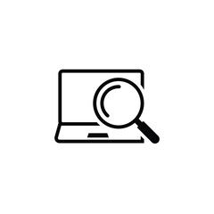 Laptop Search Icon, Digital Analysis and System Scan Symbol