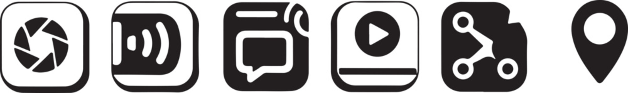 Collection of common app icons representing various functionalities on mobile devices