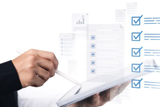 Digital Productivity Workspace with Stylus and Tablet on White Background