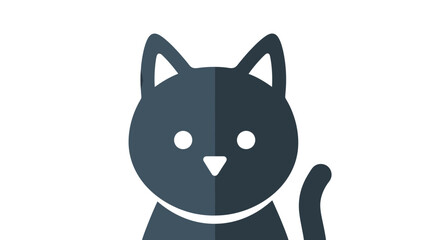 Fototapeta premium Minimalist Dark Gray Cat Icon, Flat Vector Illustration of a Cute Feline Character Avatar
