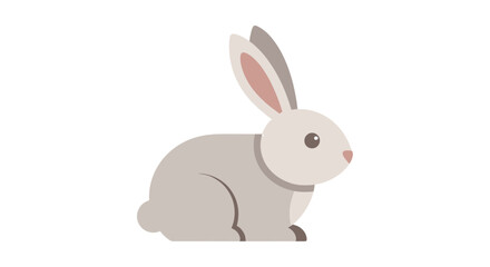 Fototapeta premium Cute Grey Rabbit Vector Illustration, Minimalist Bunny Character Sitting Isolated on White Background