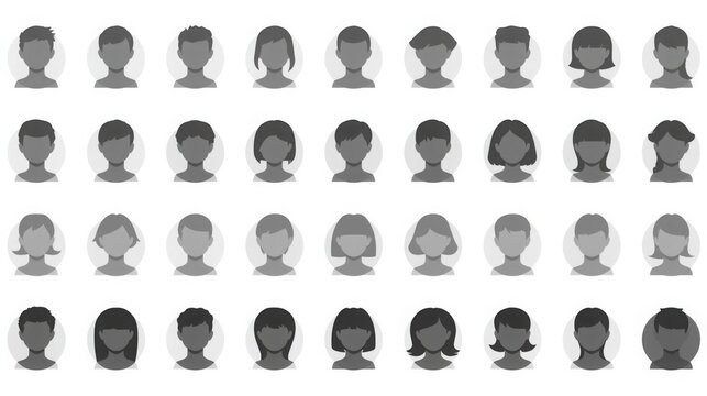 Diverse group of people icons in various hairstyles and expressions
