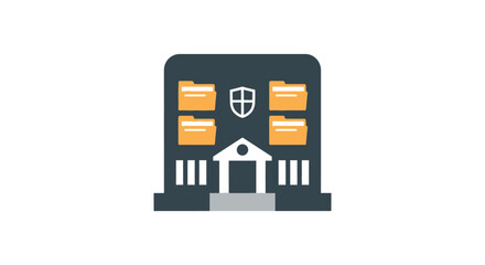 Fototapeta premium Bank Building Icon Illustration Design.