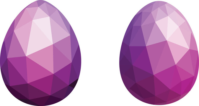Low Poly Purple Easter Eggs Geometric Vector.