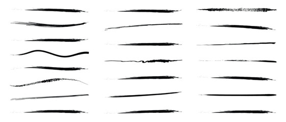  lines, Pen brush and pencil vector strokes. Sketch grunge charcoal, texture rough scratching pencil chalk line, brush strokes and ornaments, crayon drawn lines illustrator brush stroke set,  © MST