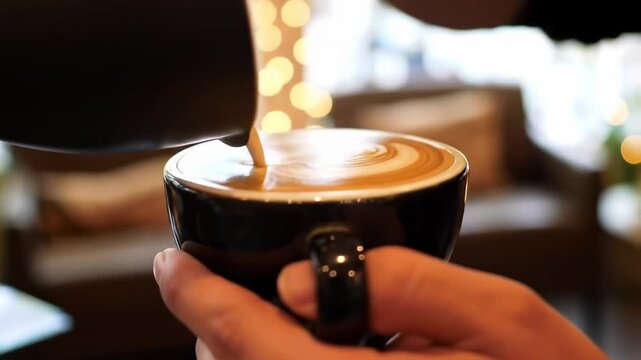 Pouring Coffee Into Two Cups In A Cozy Caf?.