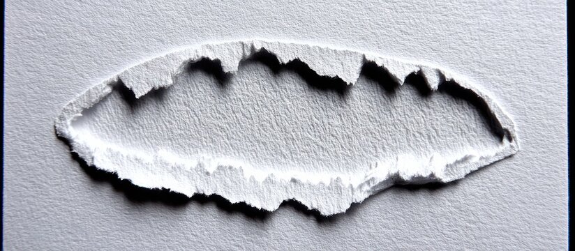 Minimal embossed texture on stone or paper surface with subtle shadows and torn edge detail