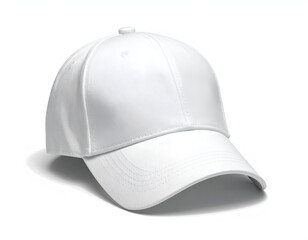 Fototapeta premium Plain white baseball cap, crisp stitching, clean design