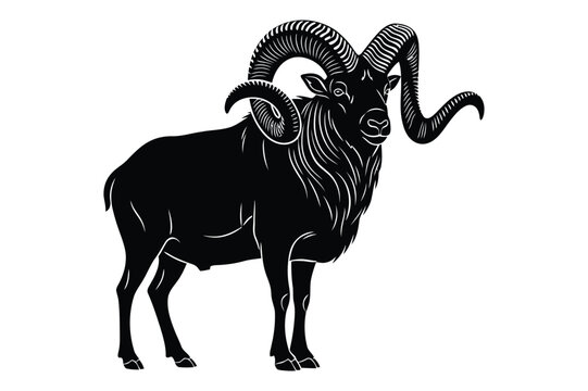 Black ram silhouette illustration with male animal