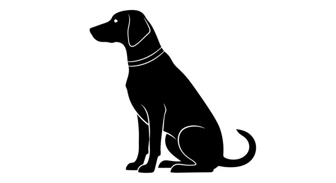A classic silhouette of a loyal dog sitting attentively, perfect for branding and design