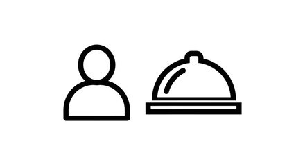 Obraz premium Service and dining icons: user profile symbol and food cloche line art for customer service, restaurant, catering, and account concepts