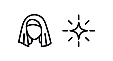 Woman in headscarf and sparkle icon, representing beauty, elegance, and purity