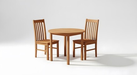 Fototapeta premium brown chair table set on white background