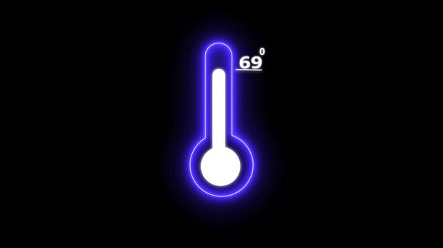 Extreme heat alert thermometer scale rising 69 degrees animation. Digital thermometer showing extreme heat climate change concept 4k