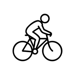 Obraz premium Vector illustration of a person riding a bicycle in black line art