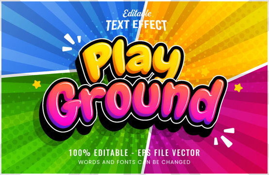 Play ground editable text effect cartoon style Premium Vector