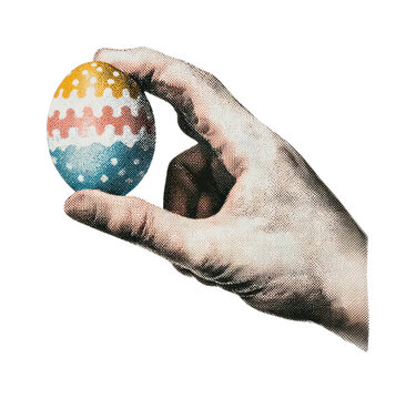 PNG Vintage hand holding egg