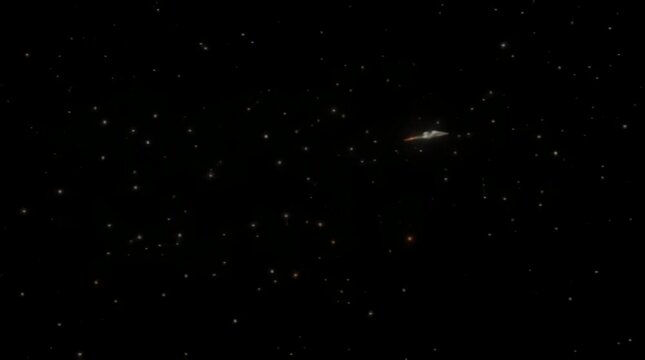 Futuristic spaceship with light trails soaring through a dark starry cosmos evoking themes of interstellar travel and advanced technology for sci-fi projects