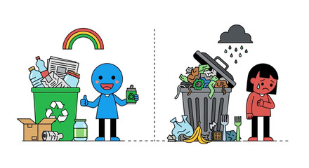 Naklejka premium Making a Difference The Positive Impact of Recycling Versus the Negative Consequences of Pollution and Waste Management