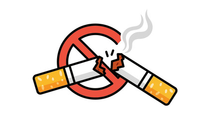 Obraz premium No Smoking Sign with Broken Cigarette Icon Representing Anti-Smoking Campaign and Healthy Lifestyle