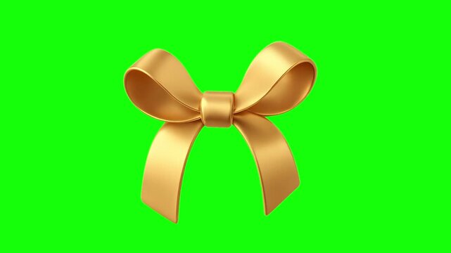 Single golden ribbon animation concept with shake vector icon symbol popup. Animated fashion gift design, editable item motion graphic video template with green screen background