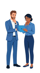 Fototapeta premium Business people discussing a document isolated on transparent background