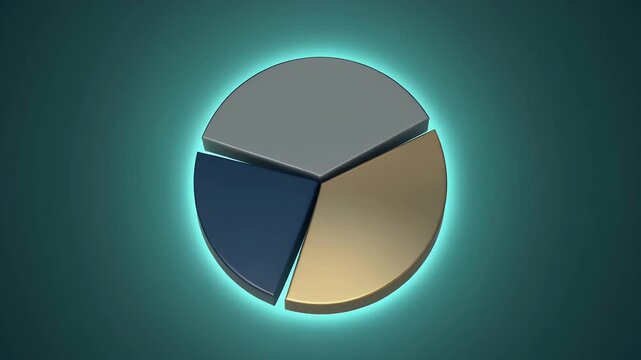 4k cinematic pie chart animation with glowing teal background for business presentations