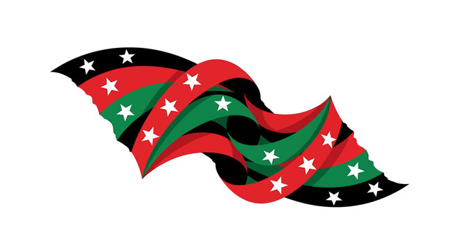 Kenyan flag waving in wind.
