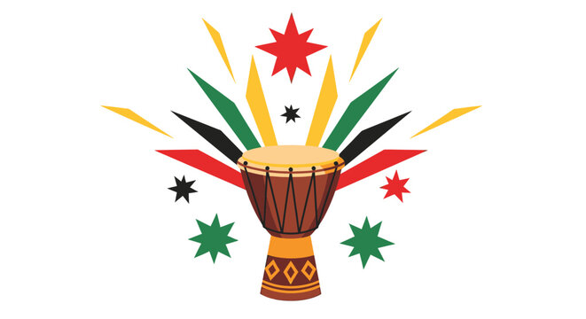 Vibrant African Djembe Drum Design Element.