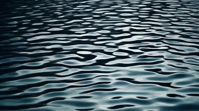 Close-up aerial view of rippling dark blue water surface with calm waves