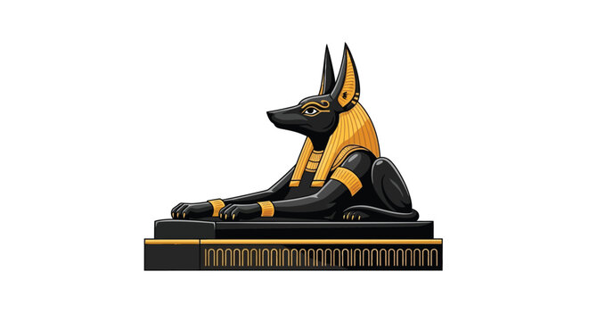 Anubis the jackal headed egyptian god depicted in a regal pose