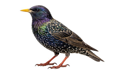 Fototapeta premium European Starling Bird Isolated – Colorful Wild Bird Close Up isolated on transparent background