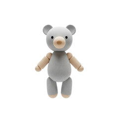 Modern Minimalist Grey Felt and Natural Wood Teddy Bear Toy