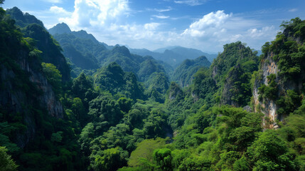 Fototapeta premium Breathtaking view of verdant mountain range under a cloudy sky landscape of nature scenic view