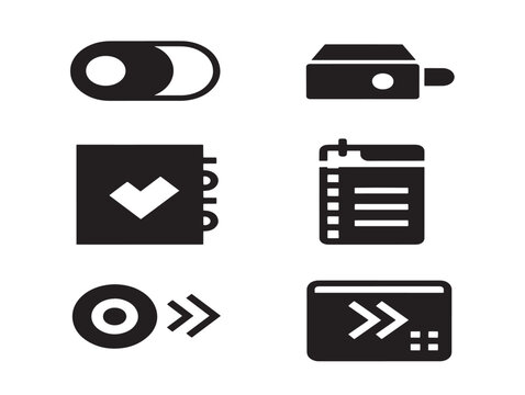 Clean toggle interface icons with dynamic switch and control silhouette designs