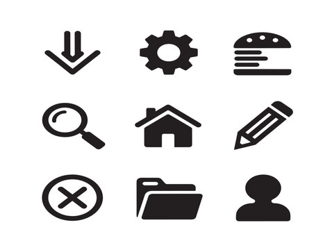Modern dropdown menu icons with sleek expandable list silhouette designs
