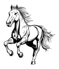 Naklejka premium PNG Simple horse running linear art illustration drawing.