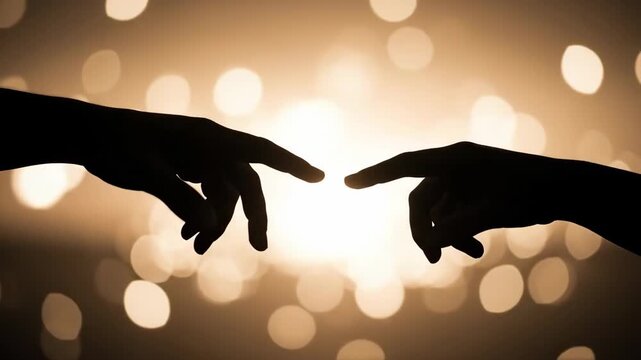 A poignant capturing two hands reaching out to each other in a beautiful moment